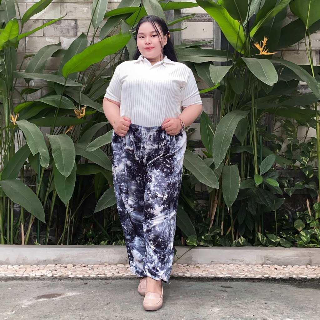 CELANA PANJANG RAYON WANITA SUPER JUMBO BB 80 - 130 CELANA JOGGER SANTAI CELANA ALADIN WANITA TIE DY