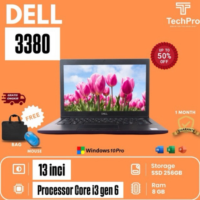 LAPTOP MURAH DELL 3380 INTEL CORE I3 GEN 6 RAM 8GB MURAHH BERGARANSI MULUSS