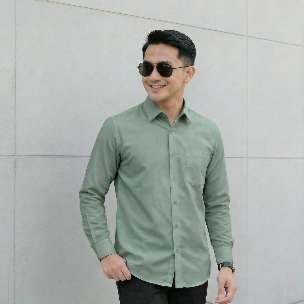 Twin salamangka Kemeja Pria Polos Lengan Panjang Baju Pria Polos Lengan Panjang