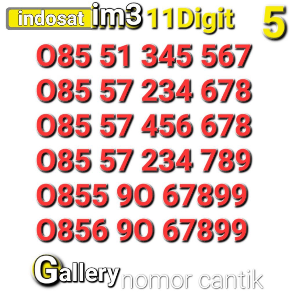 NOMOR IM3 CANTIK 11DIGIT 6868 456 678