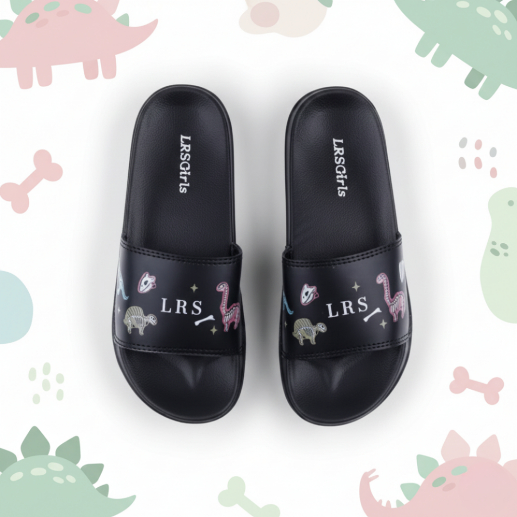 Lrs Girls Sandal Dino Wanita Casual Terbaru Sandal Lrs Black Dinosaurus