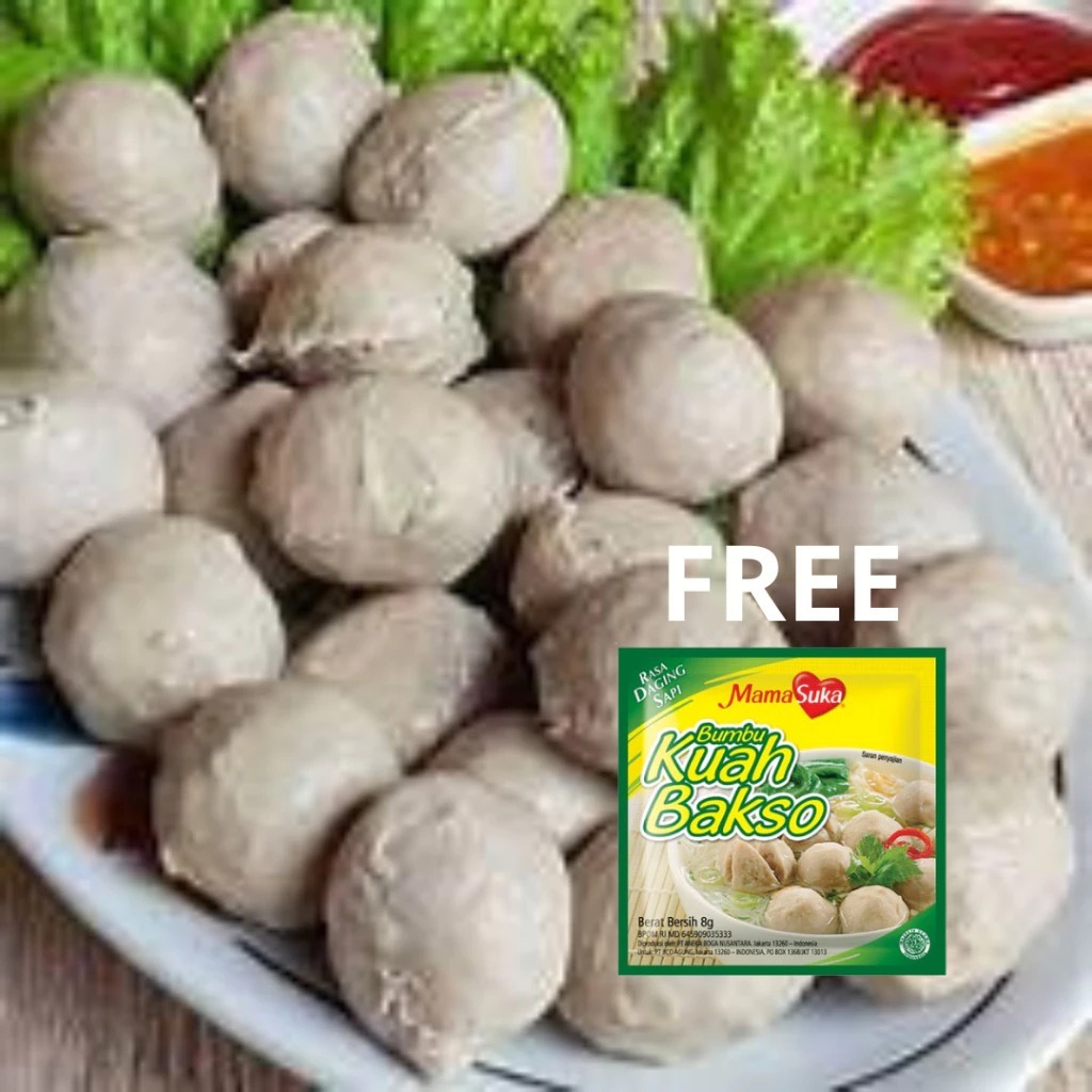 Pentol Bakso Sapi Frozen Halal 500Gr Free Bumbu Bakso