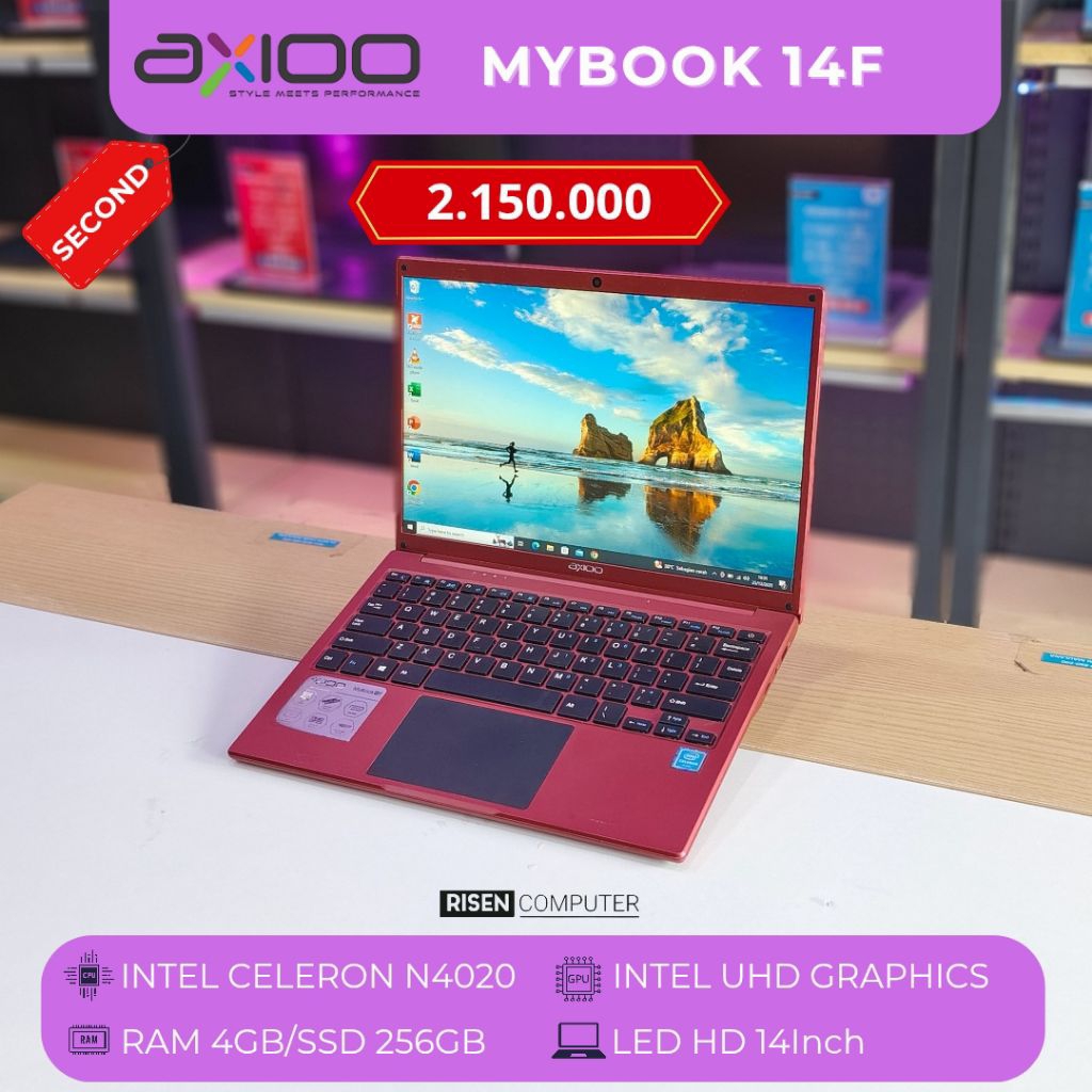 AXIOO MYBOOK 14F Intel Celeron N4020 RAM 4GB SSD 256GB HD 14inch Notebook Second Bekas Laptop