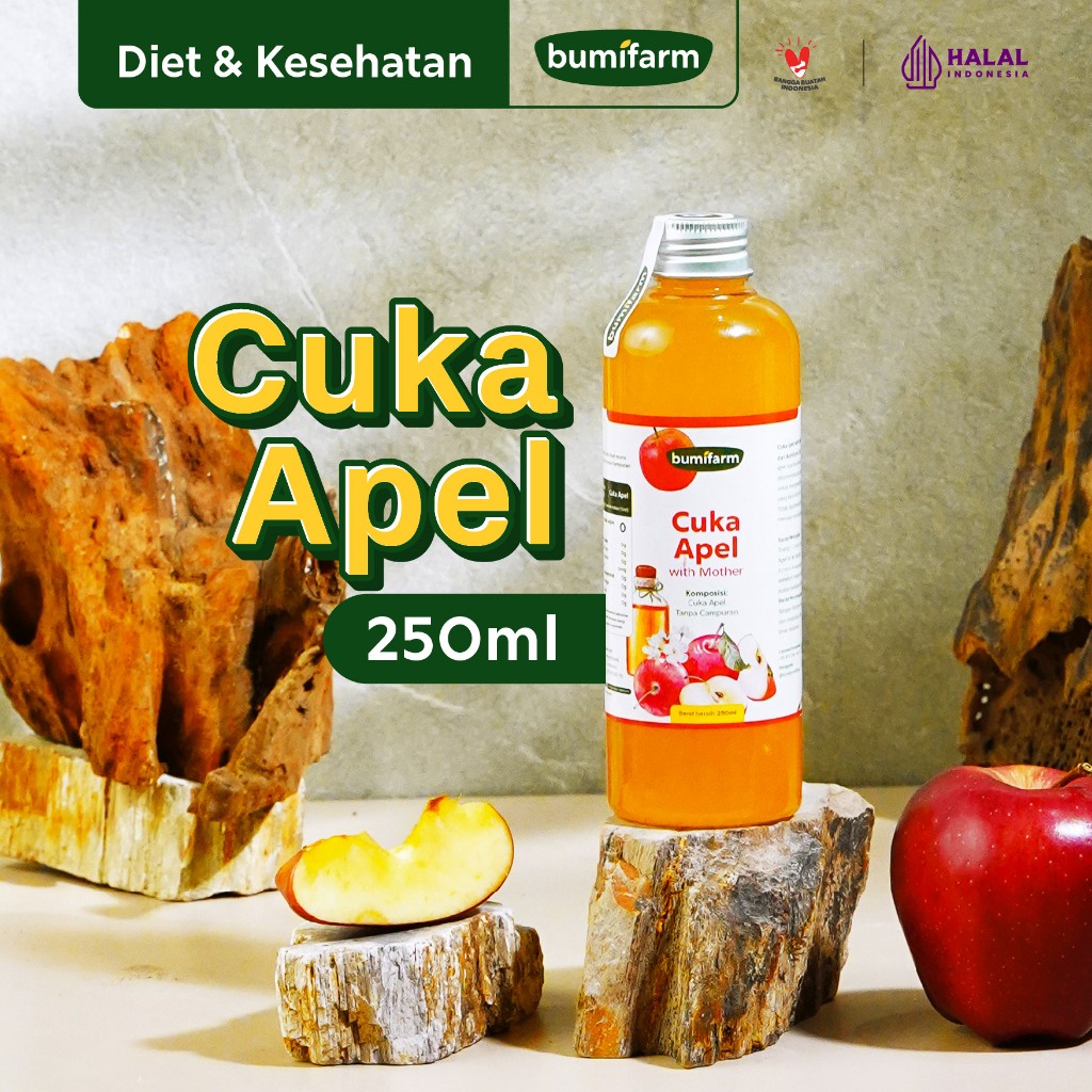CUKA APEL ORIGINAL ORGANIK 250ML WITH MOTHER BUMIFARM / APPLE CIDER VINEGAR / CUKA SARI APEL ORIGINA
