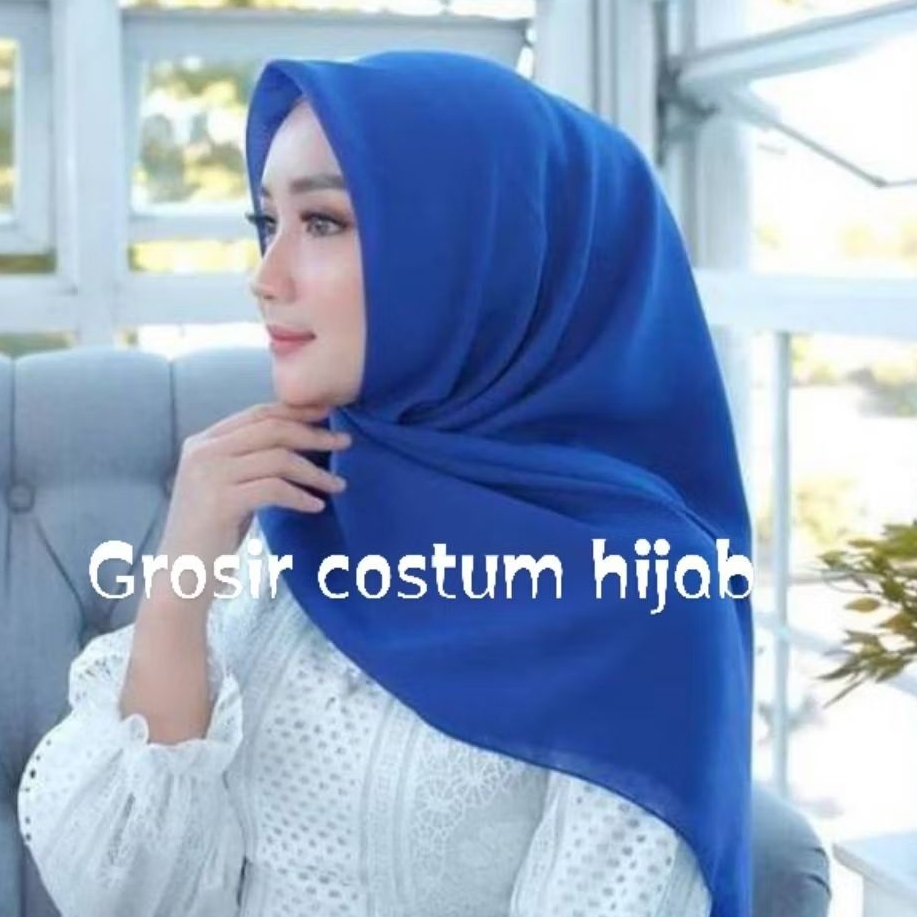 Hijab/jilbab/kerudung/Segi empat birel/katun voal/standar/BIRU BCA