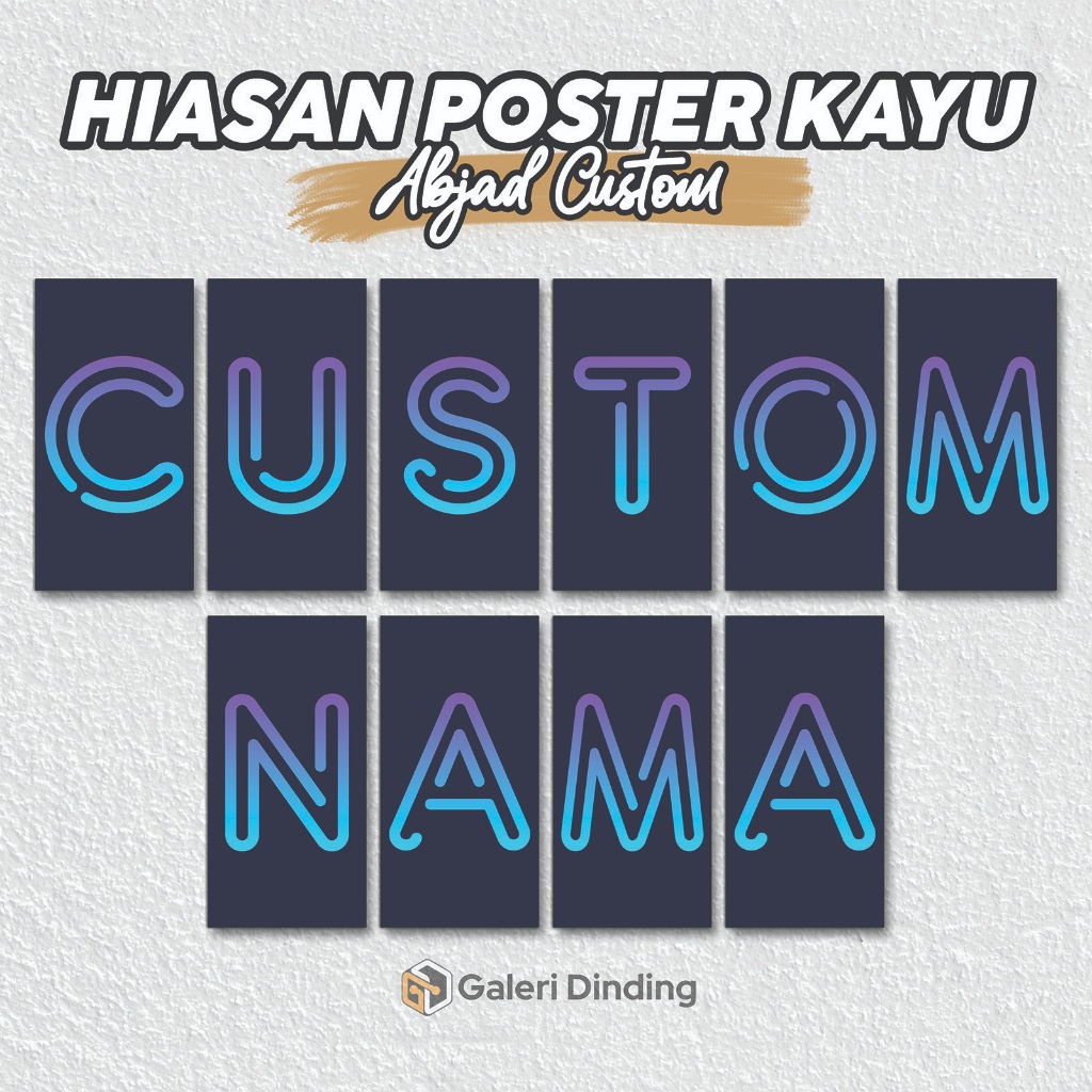 Hiasan Dinding Poster Kayu Custom Nama Anak – Abjad Huruf Satuan 10x20cm