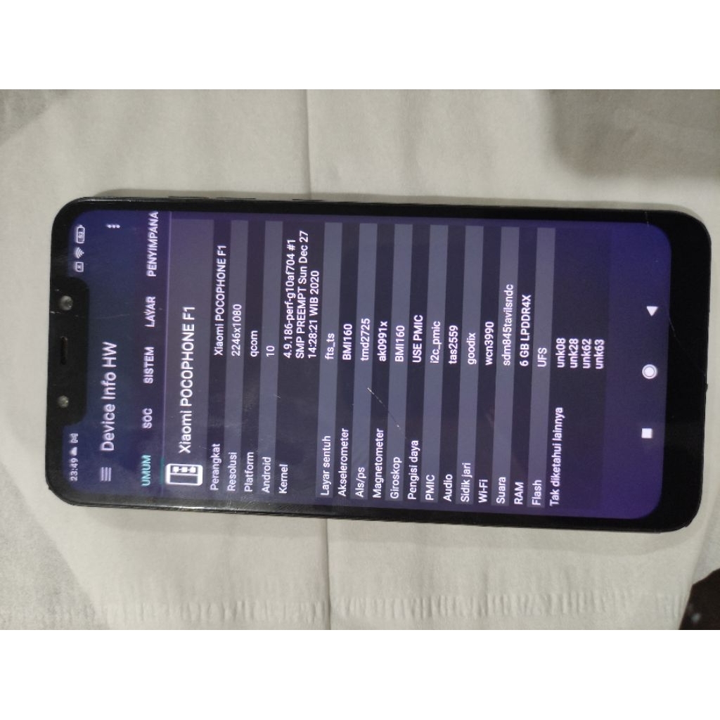 lcd fts_ts + frame original poco f1 minus retak sehelai