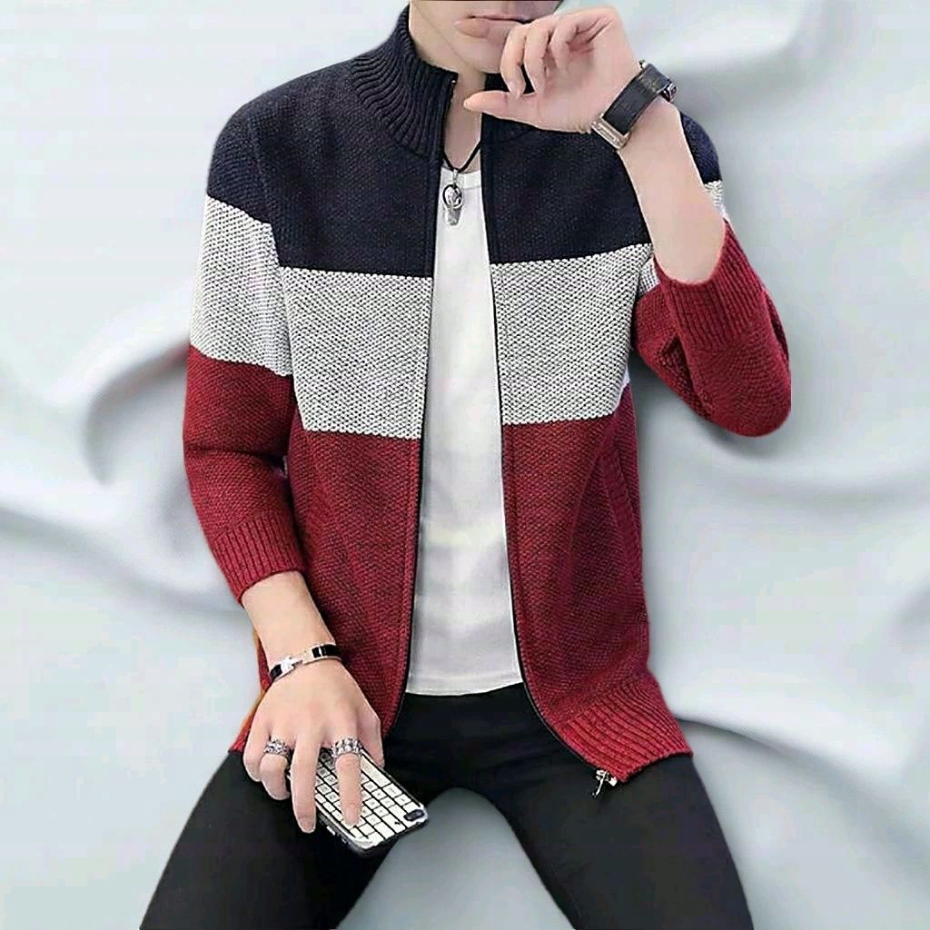 Sweater Rajut Pria / Sweater Kerah Tinggi Kualitas Premium