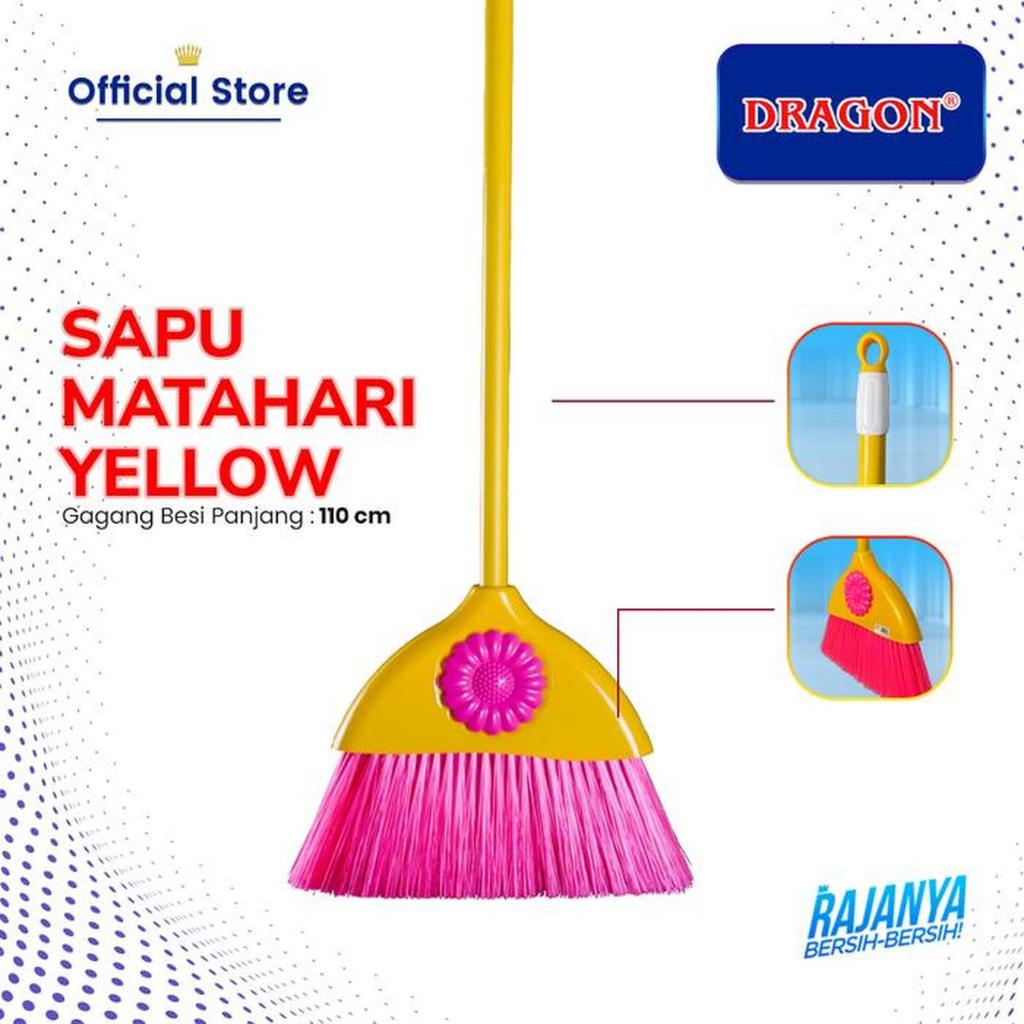 DRAGON Sapu Lantai MATAHARI Senar Nylon Gagang Besi / Sapu Kenur Plastik Pembersih Awet MATAHARI