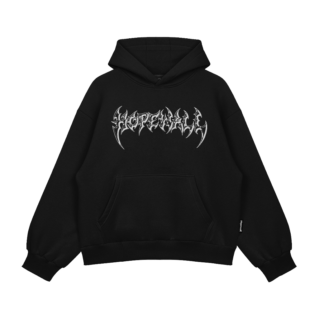 HOPEWALL Hoodie Boxy Fleece Cotton 330gsm Hitam