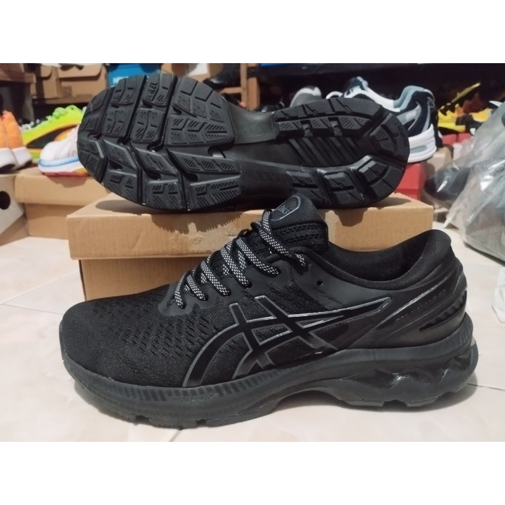 sepatu running voli asics gel kayano 27 hitam size 43