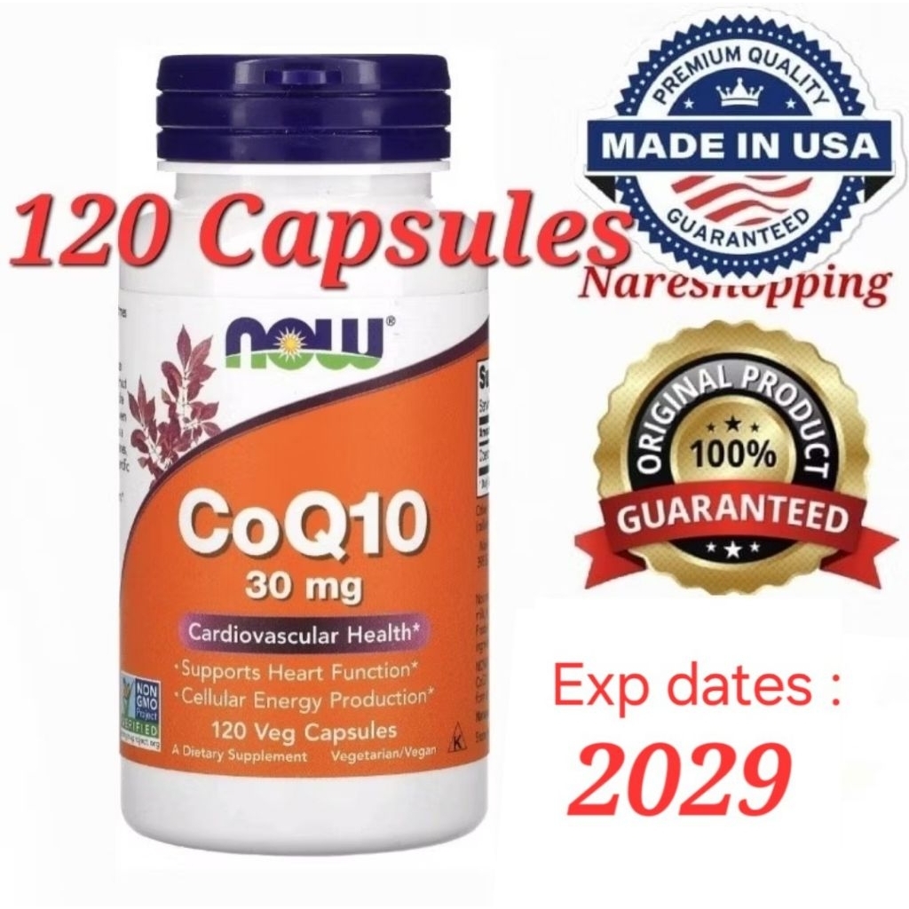 NowFoods USA CoQ10, 30 mg, 120 Veg Capsules Co-enzyme Q10 Vegan