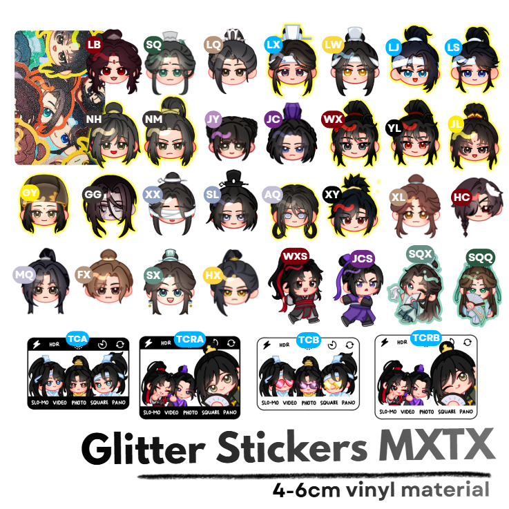 [READY] Glitter Sticker MXTX | SVSSS MDZS TGCF | MIN 3PCS