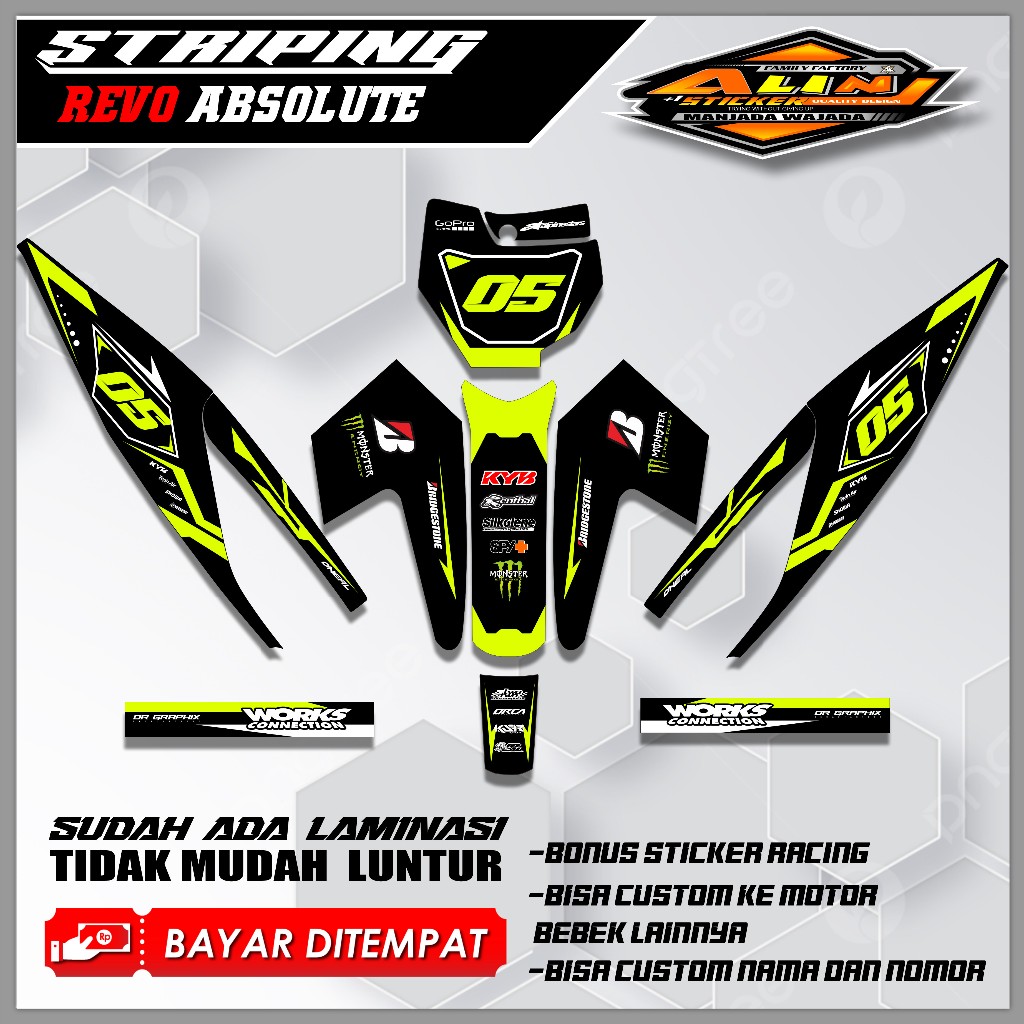 STRIPING RBT  REVO ABSOLUTE SEMI FULL BODY BEBEK MODIF DESAIN  TERBARU MOTOR TRAIL