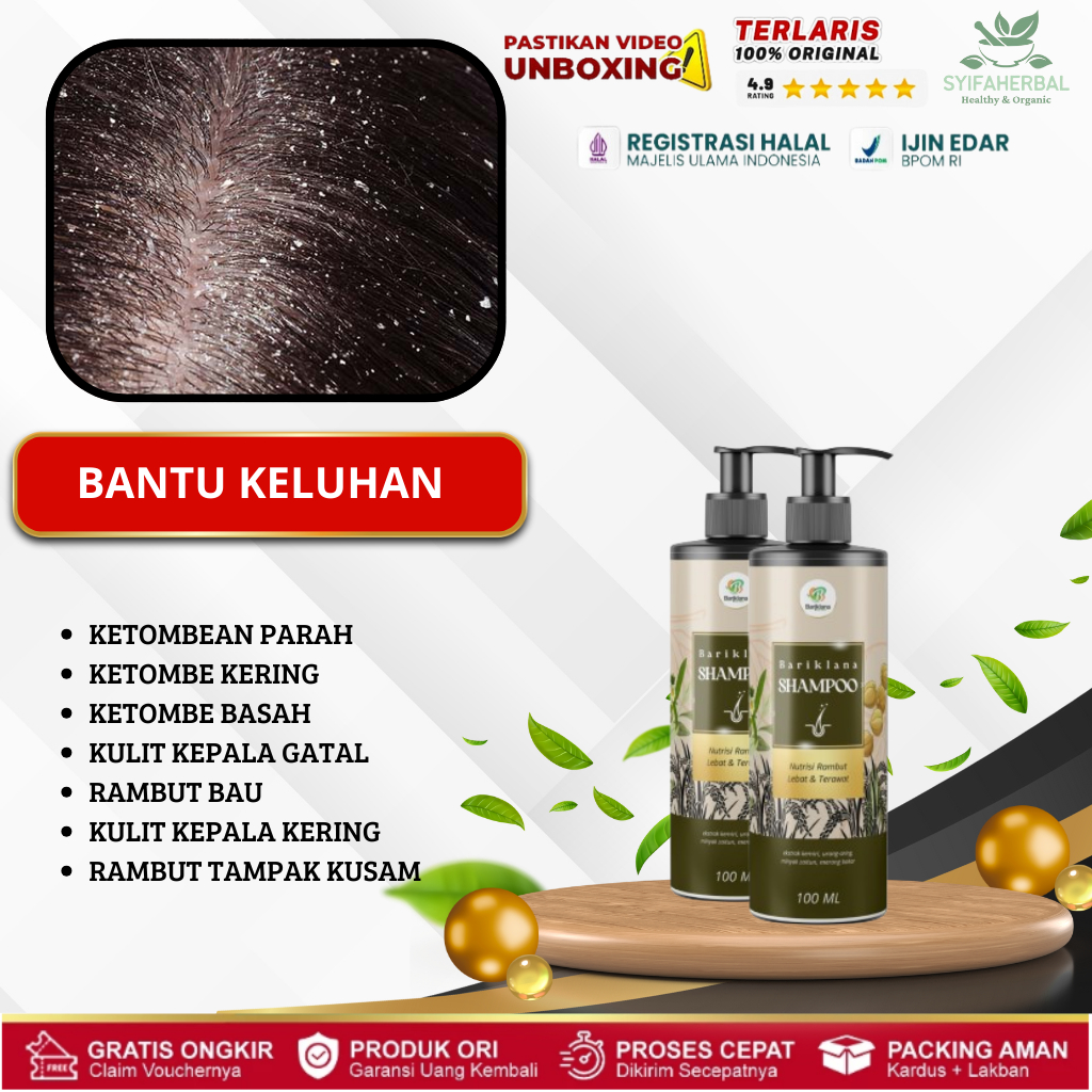 Shampo Bariklana Anti Ketombe Dirancang Untuk Ketombe Parah, Ketombe Menahun, Ketombe Berkerak, Kuli