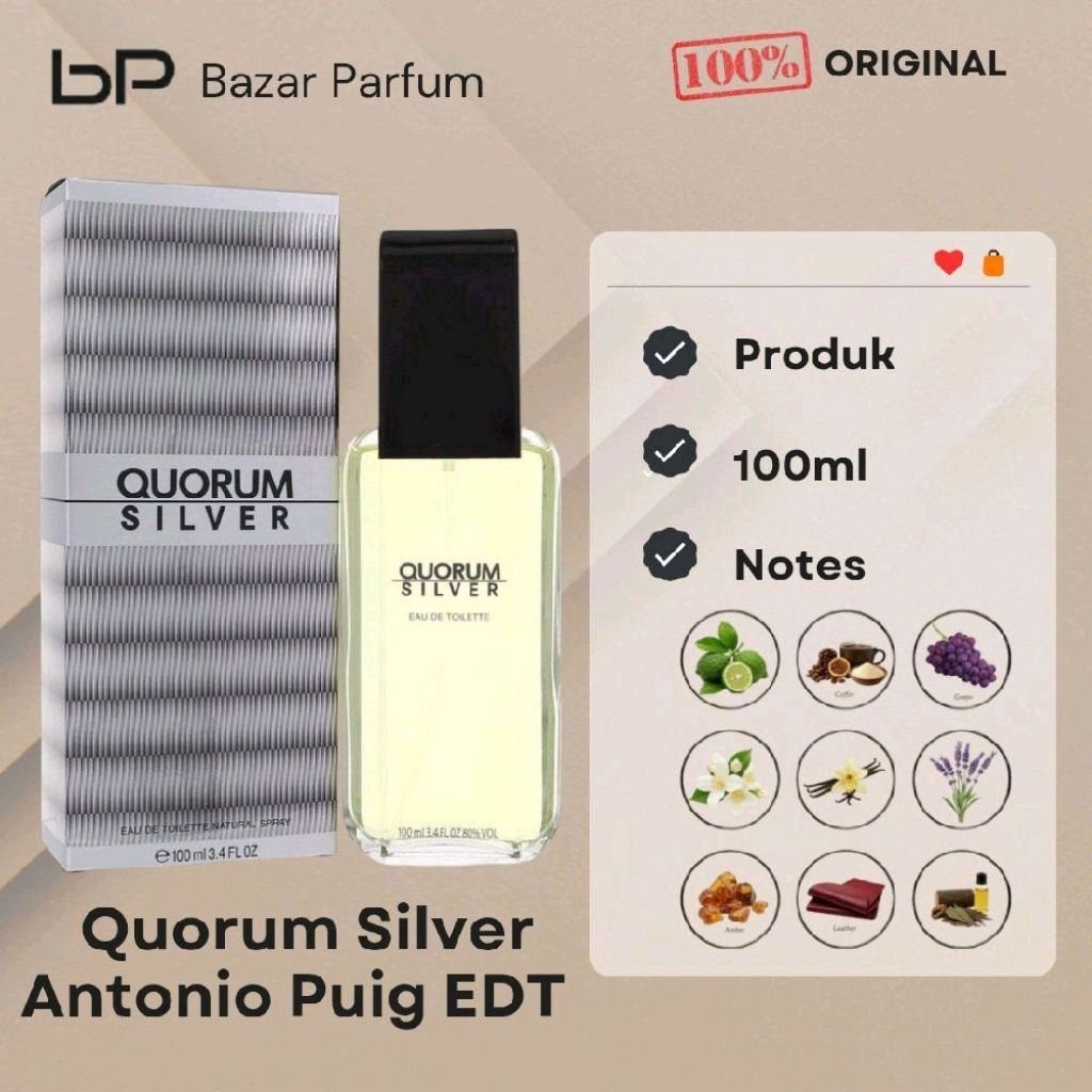 Parfum Pria Quorum Silver Antonio Puig EDT Original