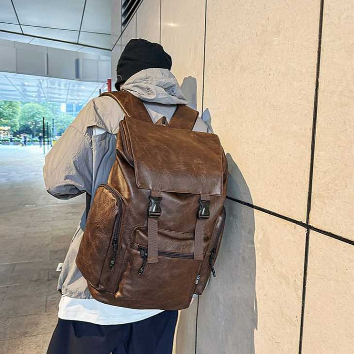 Ransel Kulit Jumbo Kapasitas Besar Bahan Kulit Premium Tas Laptop Kerja Anti Air