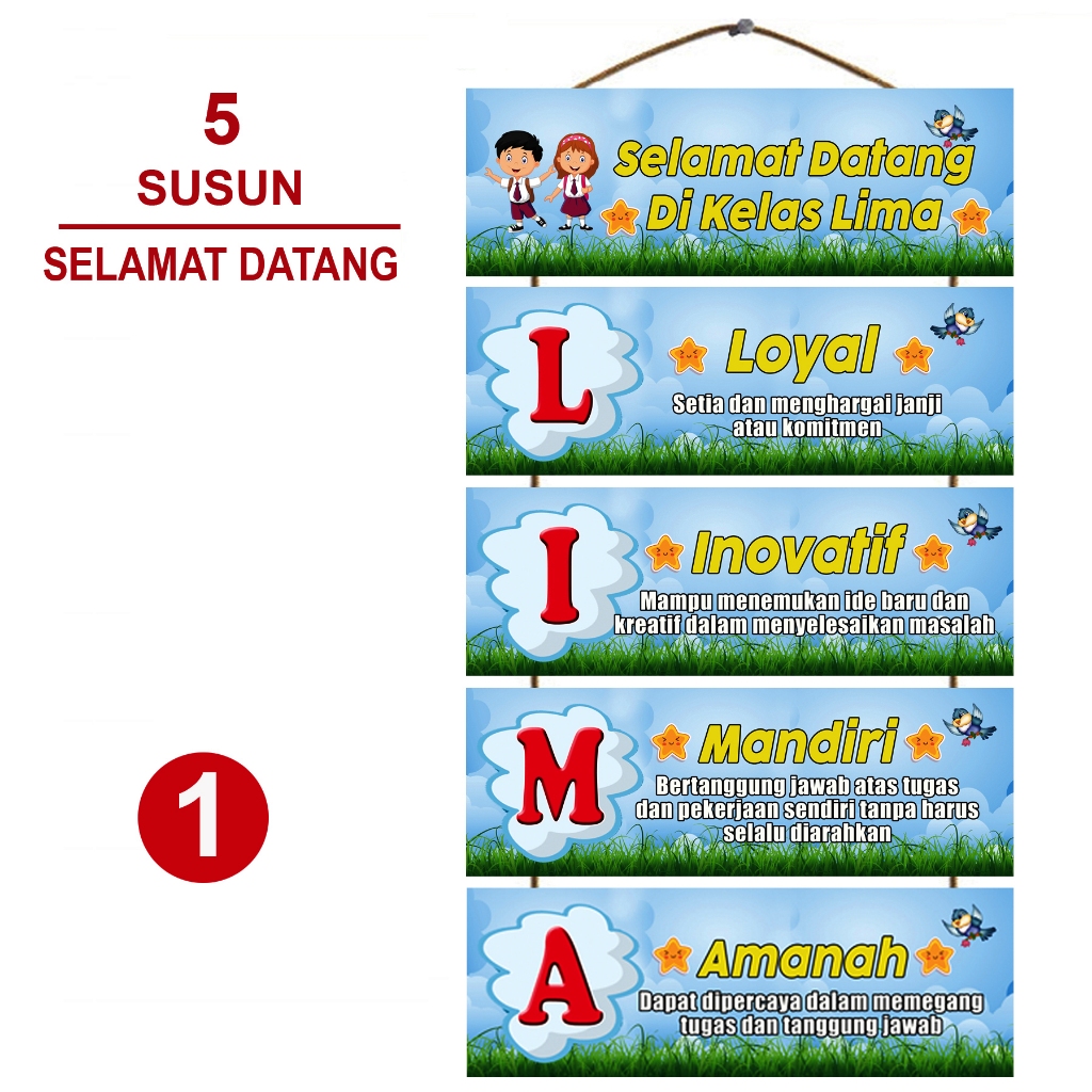 Dekorasi Pintu Kelas Selamat Datang Di Kelas Lima - Hiasan Gantung Pintu Kelas -  Hiasan Dinding Kel