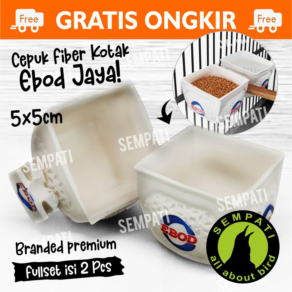SEMPATI Cepuk Cangkir Fiber Kotak Ebod Jaya  Wadah Pakan Makan Minum Burung Cepuk Tempat Millet Mile