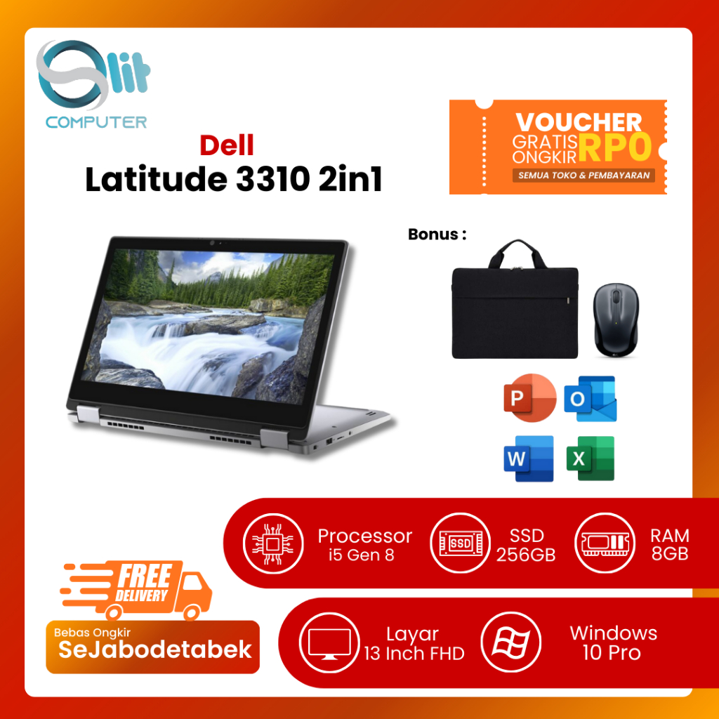 DELL Latitude 3310 2in1 TS | RAM 8GB SSD 256GB | Laptop Touchscreen Fleksibel