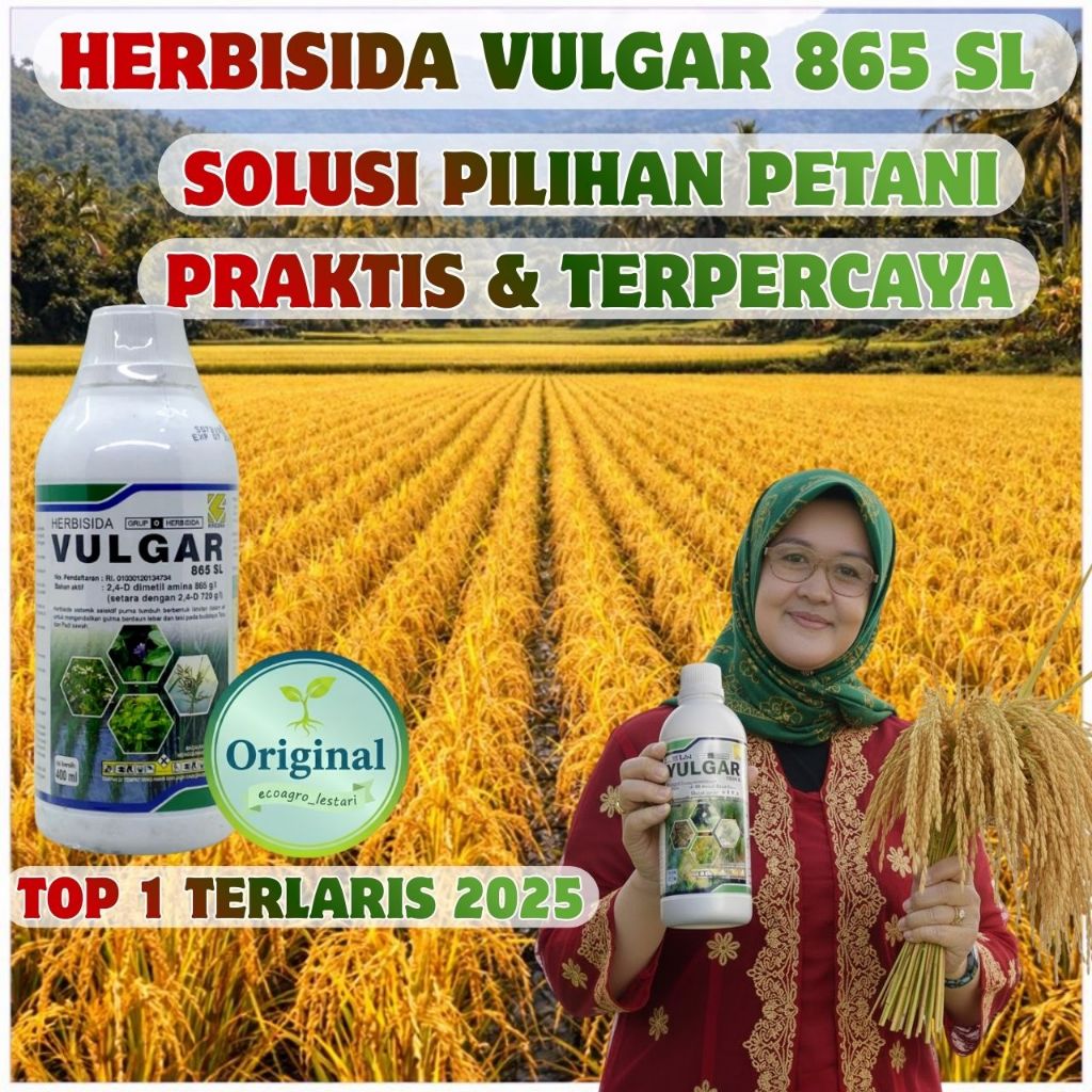 Obat Rumput VULGAR Herbisida 400 ml, Racun Rumput Paling Ampuh, Pestisida Nabati Untuk Padi, Herbisi