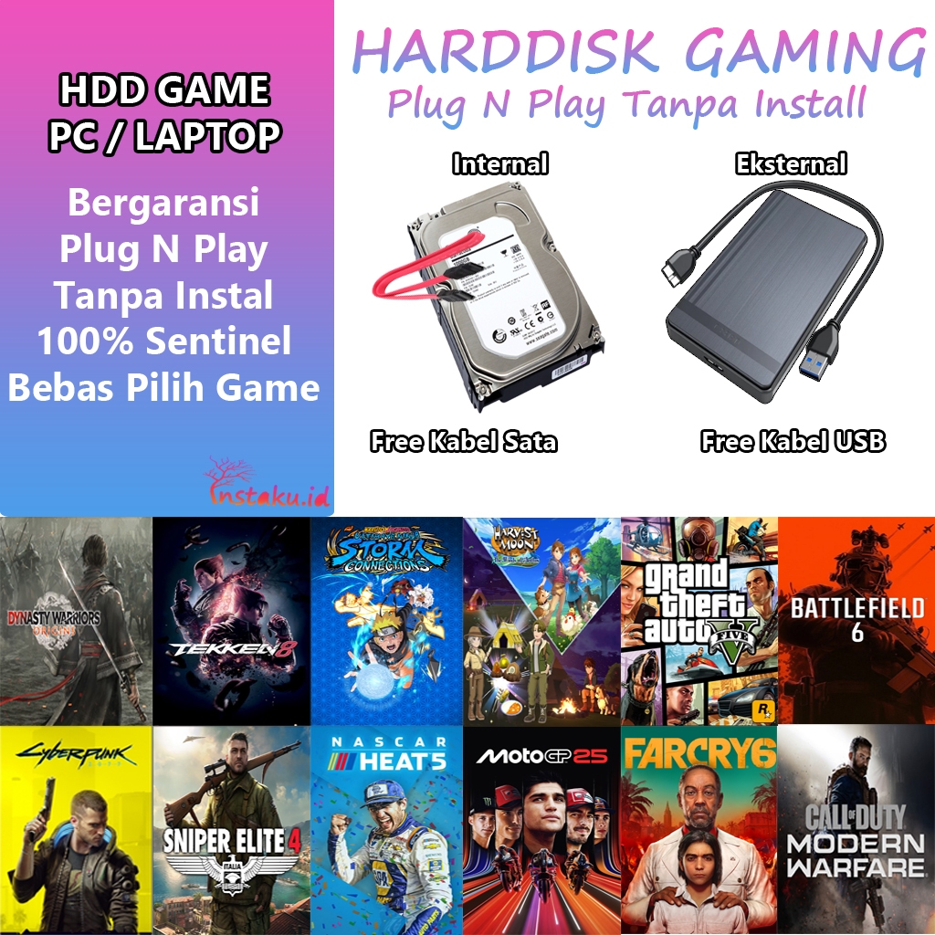 HARDDISK EKSTERNAL ISI GAME | HARDISK INTERNAL GAMES / EKSTERNAL GAMES PLUG N PLAY TANPA INSTALL | H