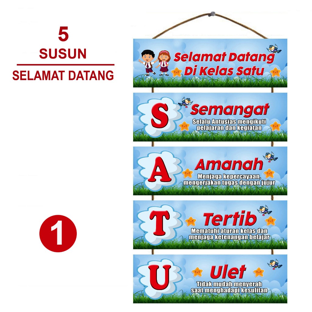 Hiasan Gantung Pintu Kelas Selamat Datang Di Kelas Satu - Dekorasi Pintu Kelas -  Hiasan Dinding Kel