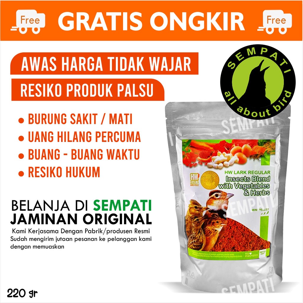 TERMURAH SEMPATI HW LARK REGULAR REGULER INSECTS BLEND PAKAN VOER BURUNG BRANJANGAN MURAI INSECT
