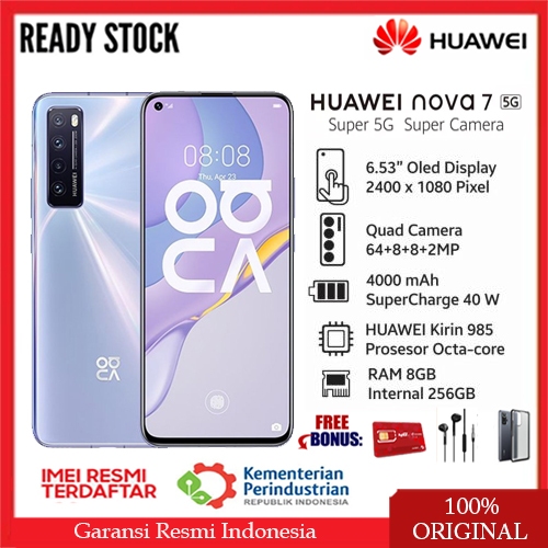 Huawei Nova 7 5G 8/256GB Produk Resmi Indonesi Fullset