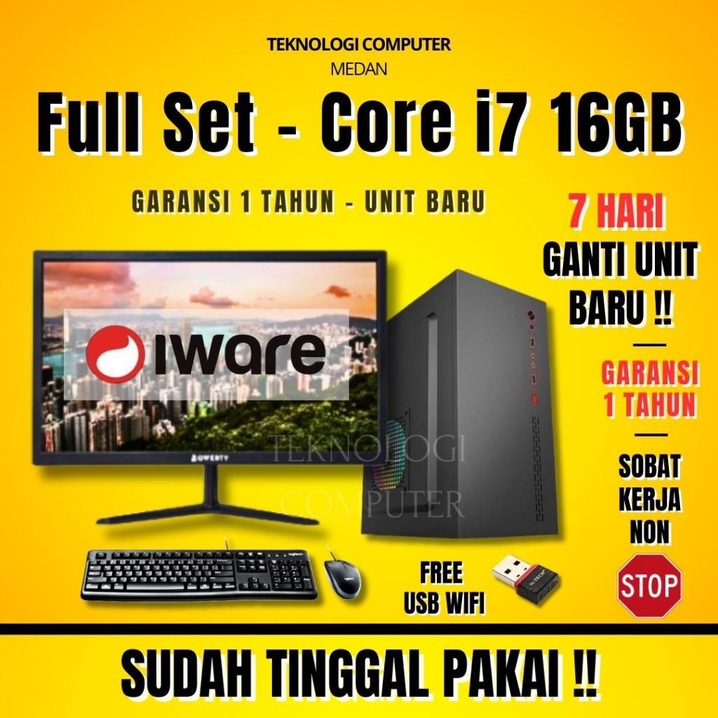 Core i7 | Full Set 19" | Komputer Kantor Admin Sekolah | CPU PC Rakitan