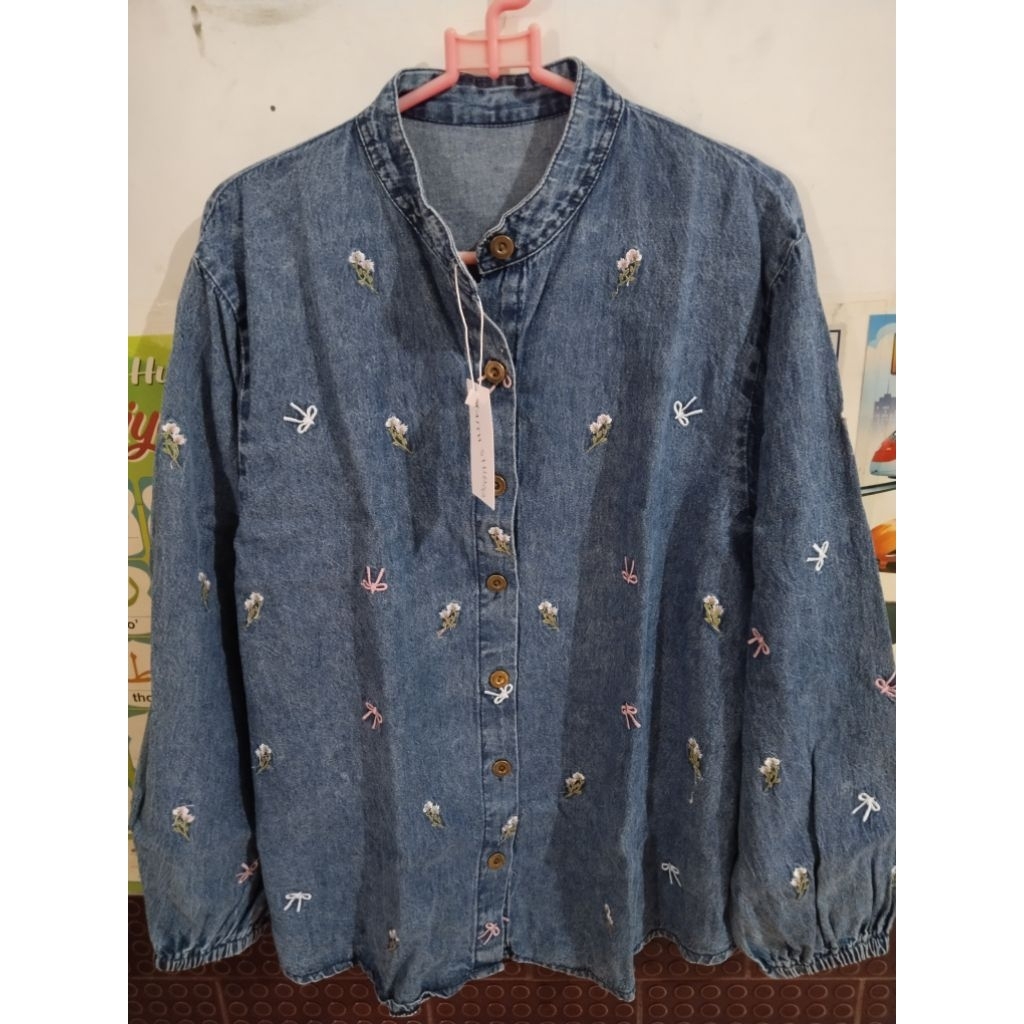 Kemeja vest bordir wanita // jeans denim