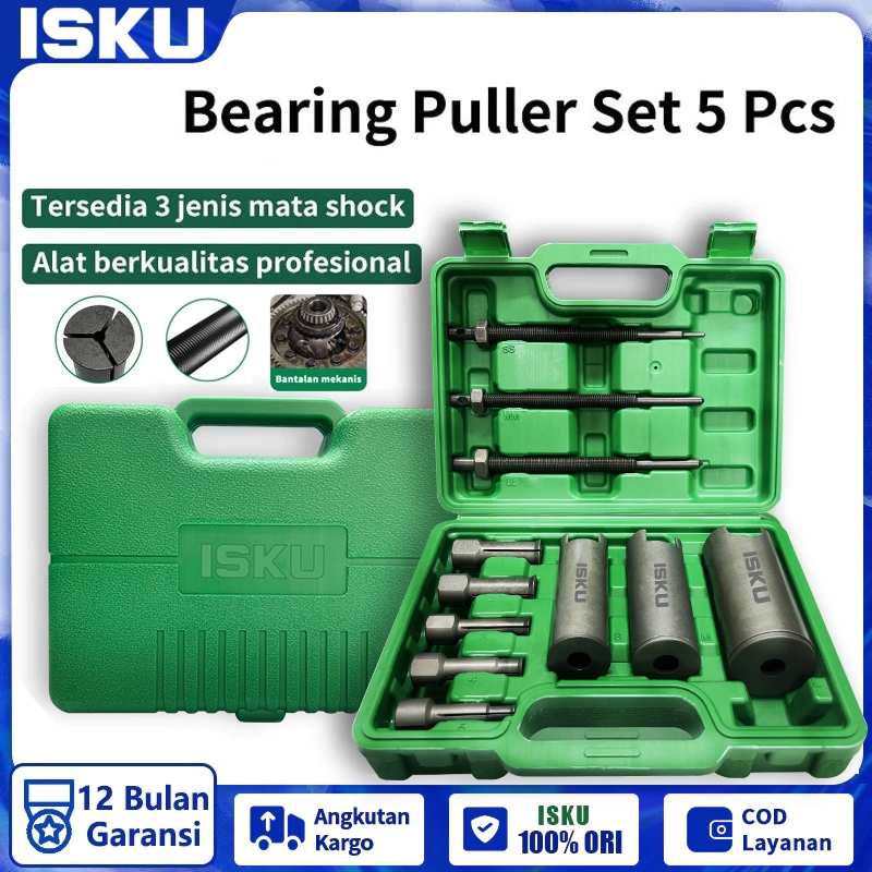 ISKU Treker Bearing CVT Set 5 Pcs Alat Cabut Laher Dalam Internal Bearing Puller Kit 9mm-23mm Pembuk
