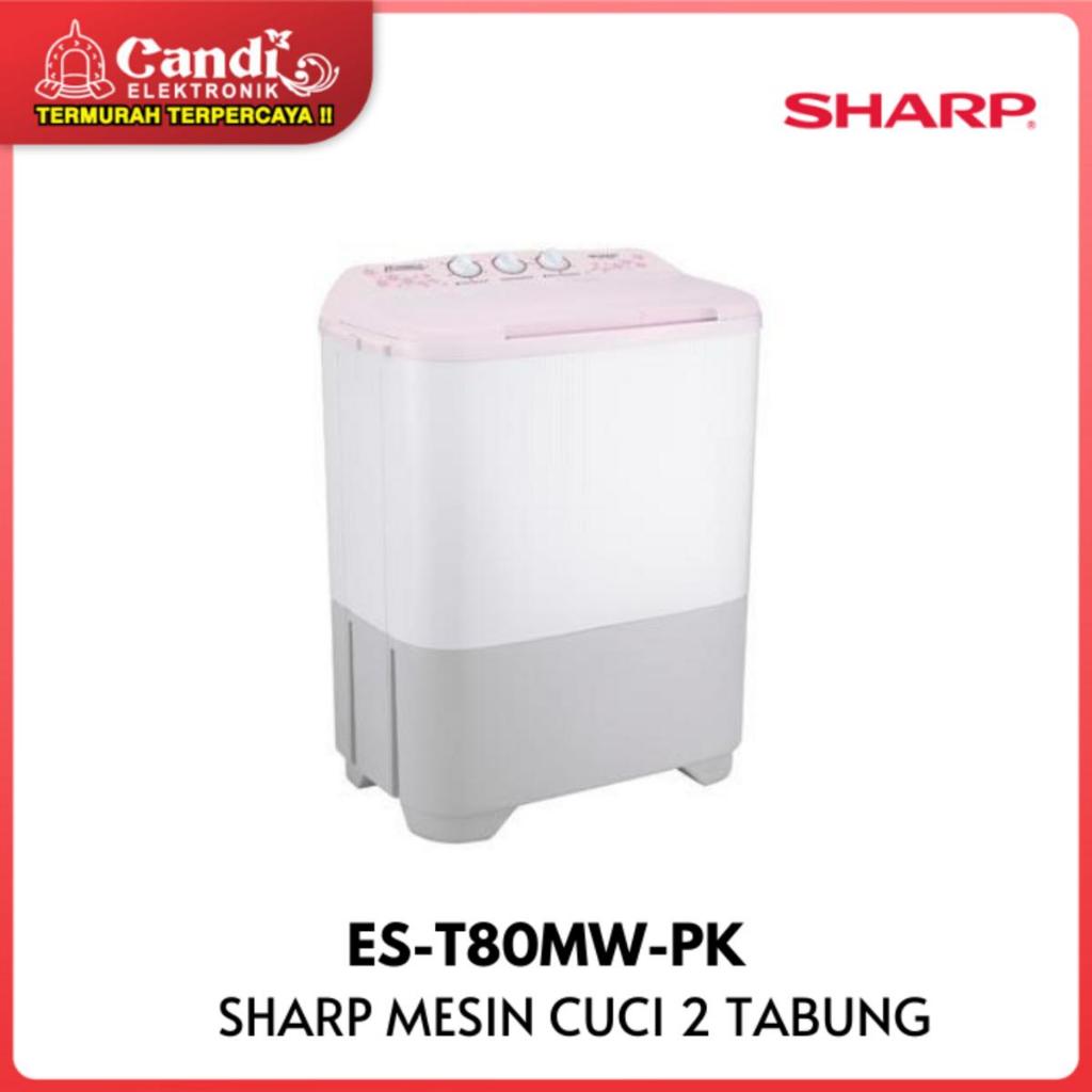 SHARP Mesin Cuci Top Loading 1 Tabung ES-T80MW-PK 7 KG