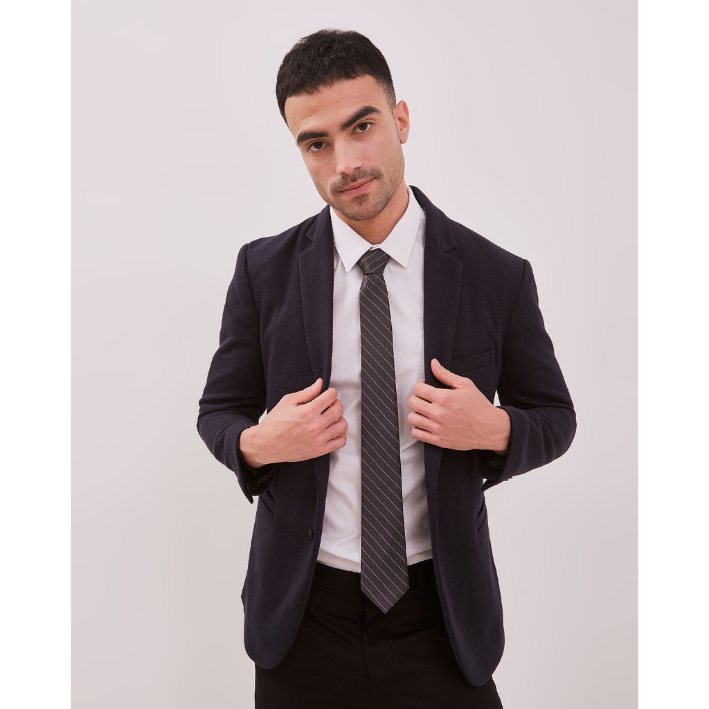 VALINO Dasi Formal Abu-Abu Motif Garis Pria - V-DJCS14-Y5