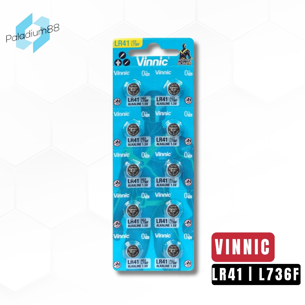 Vinnic AG3 / LR41 L736F Alkaline Battery (1Pcs)