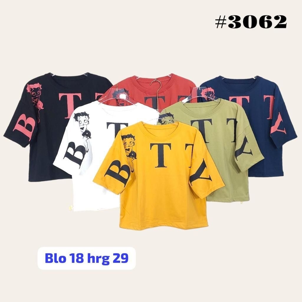 Kaos atasan croptop / croptee wanita warna hitam,putih,kuning,army,navy,merah