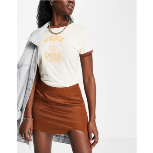 PULL & BEAR BROWN SATIN MINI SKIRT