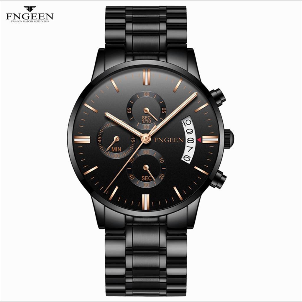 Jam Tangan Pria Analog Date FNGEEN 5055 Water Resist Stainless Steel Original Onisto.id