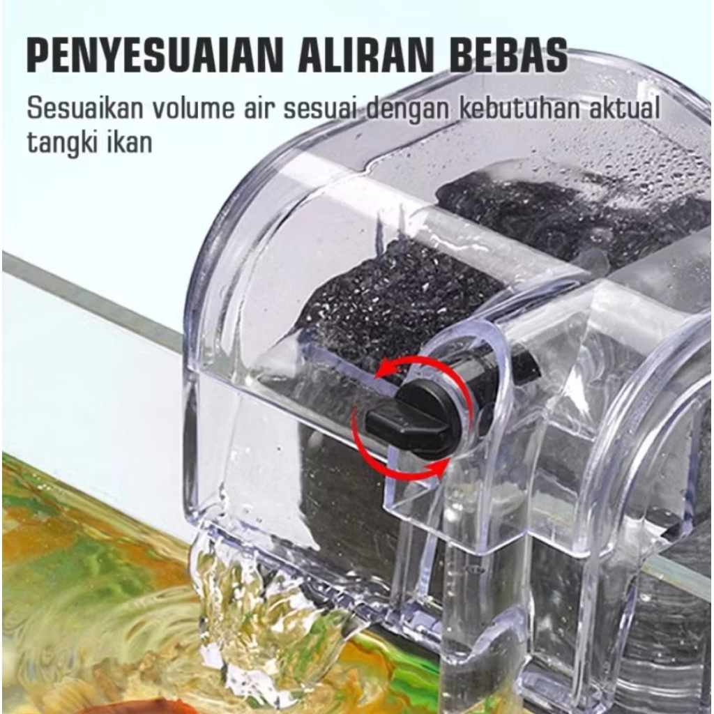 3 in 1 filter air aquarium filter aquarium gantung 250L/ jam penyaring aquarium