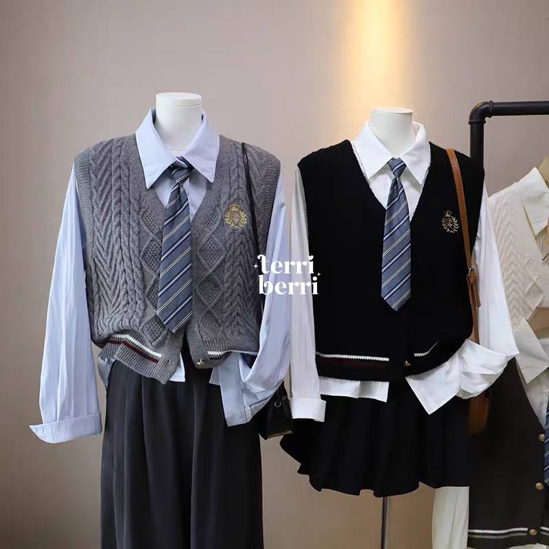 Ha-Young 3in1 [ PREMIUM VERSION ] Seragam Sekolah Korea | Korean School Uniform | Atasan Kemeja Vest