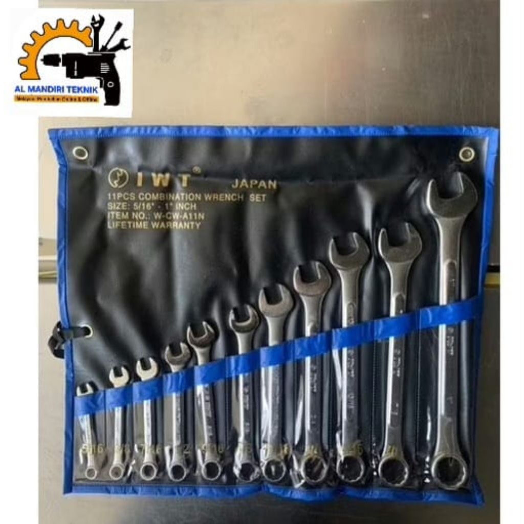 Kunci Ring Pas Inchi Set 11 Pcs | IWT ( 5/16" - 1" ) Chrome Vanadium JAPAN