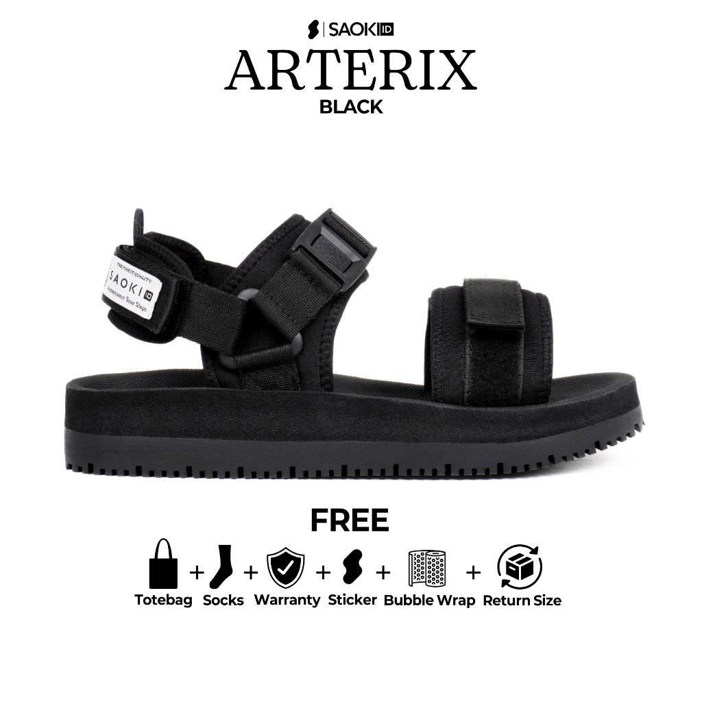 SAOKI - Sandal Slop Pria Wanita Traveling Sendal Casual Slip On Slide Arterix Black