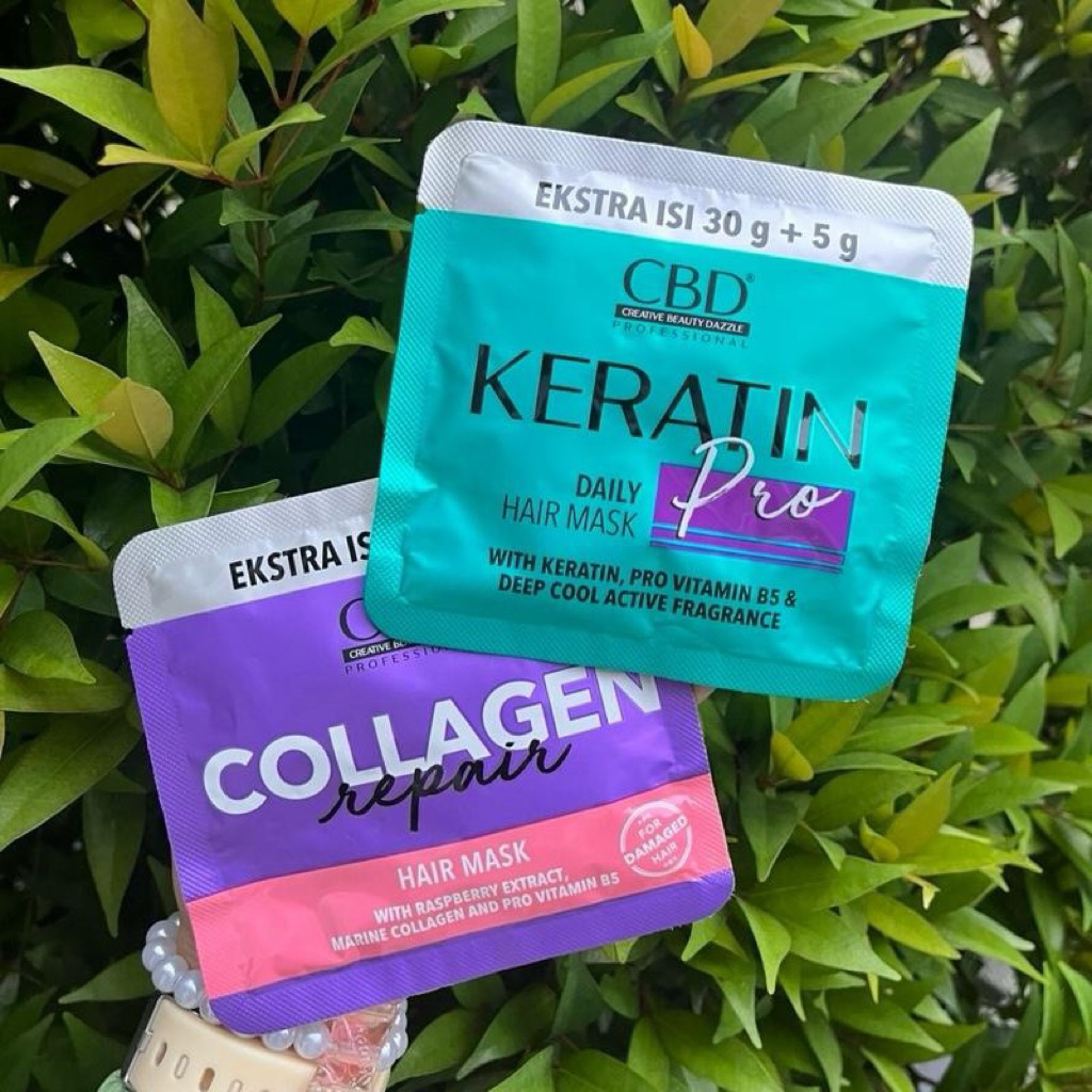CBD Collagen Repair + Keratin Pro Daily Use Hair Mask 30g + 5g Membantu Memperbaiki Menguatkan Dan M