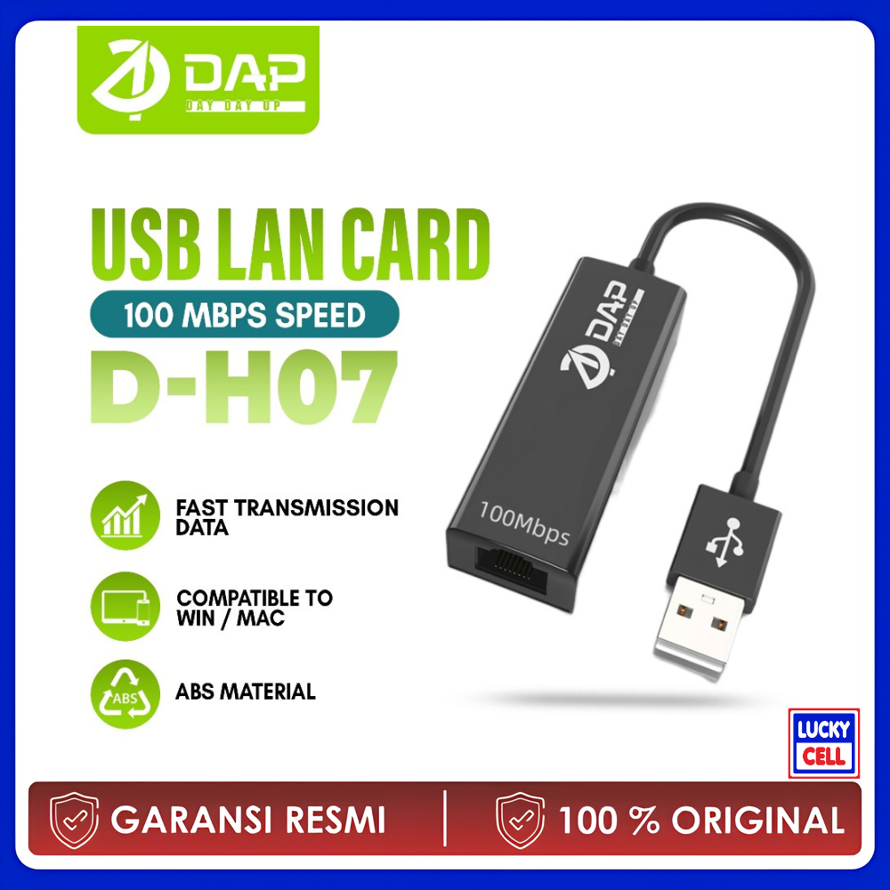 DAP D-H07 Megabit USB 100 to Lan Adapter Ethernet Network 100Mbps - Original Garansi 1 Tahun - Lucky