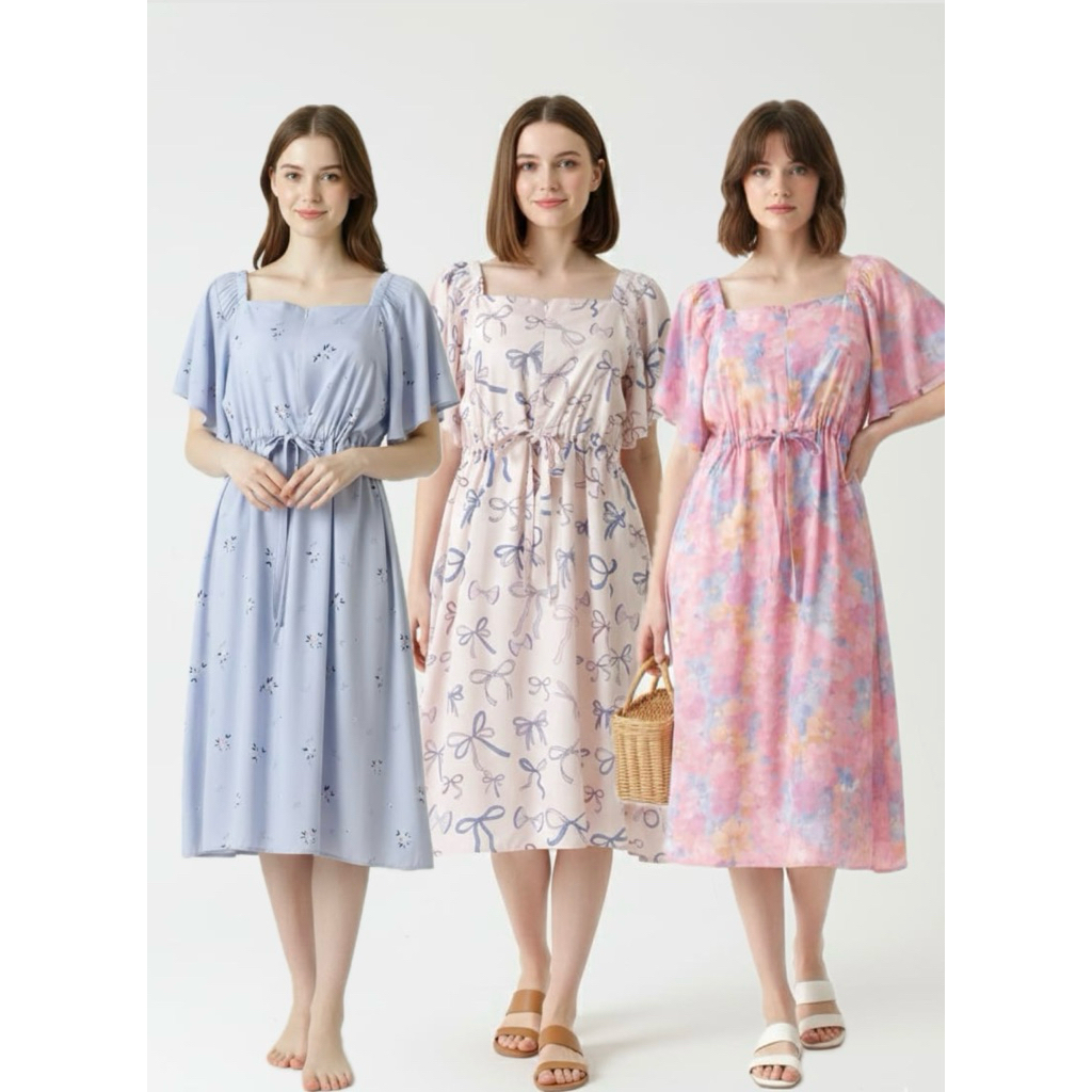 Daster  Mikha Dress serut sabrina adistiroom| daster serut premium daster busui bumil friendly Ld 11