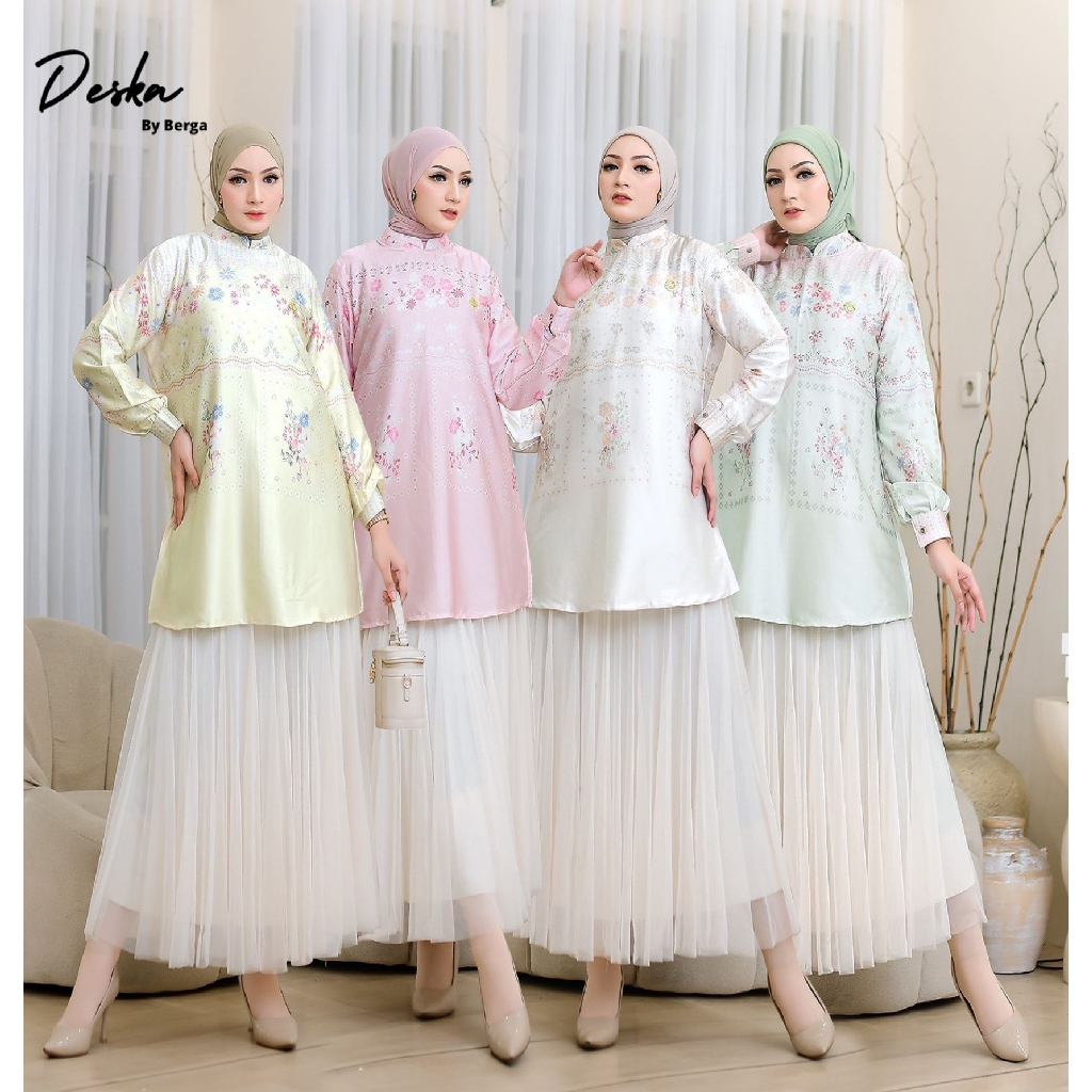 Berga blouse tunik cotton silk silky motif printing terbaru Deska by Berga Collection