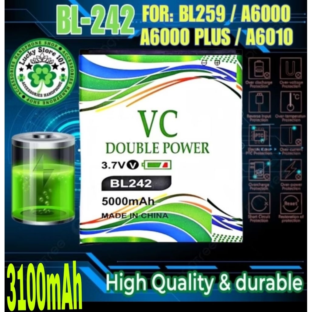 BATERAI BATTERY BATRE BATRAI BATREI BAT ORI BL242 VC LENOVO A6000 A6010 A6000 PLUS BL259 BL-242 DOUB