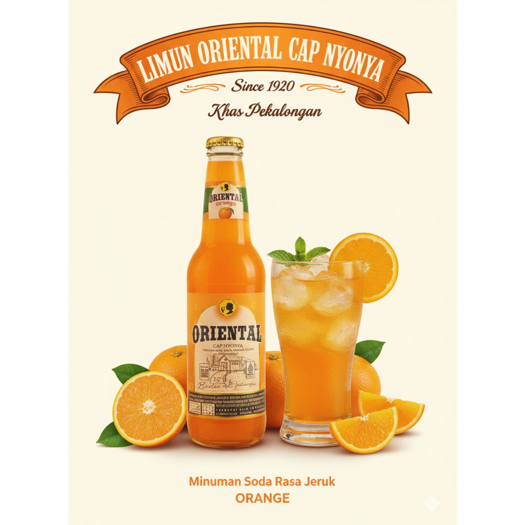 LIMUN ORIENTAL Minuman Soda Khas Pekalongan Rasa Orange (Jeruk) 300ml