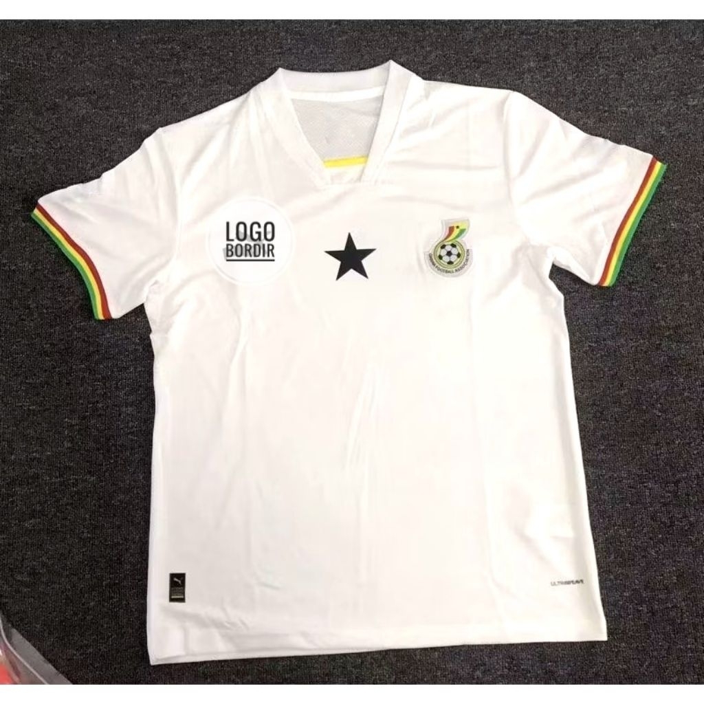LOGO BORDIR JERSEY BOLA BAJU BOLA JERSEY GHANA HOME PIALA DUNIA JERSEY OLAHRAGA JERSEY FUTSAL