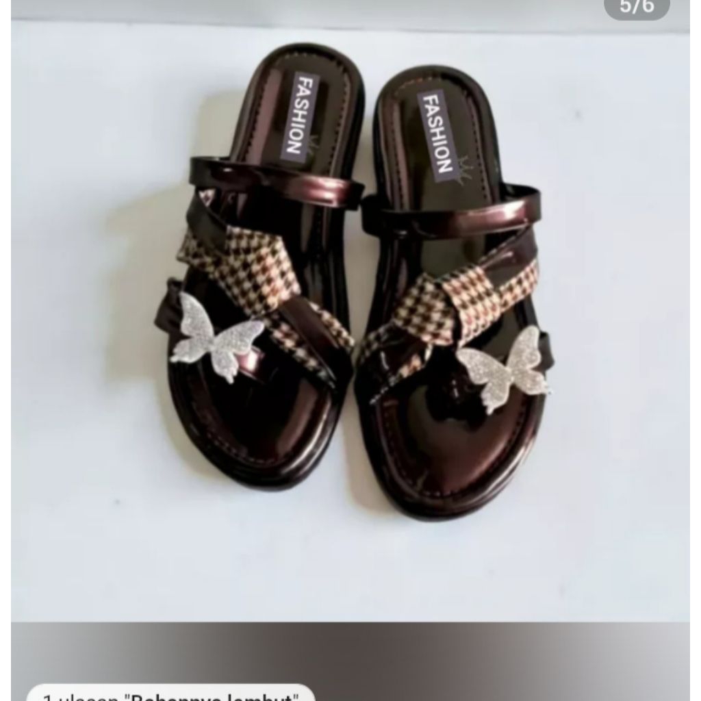 CARNELI,Sandal wanita model kekinian motif japit kupu-kupu ,sandal wanita Korea style sol antislip,s